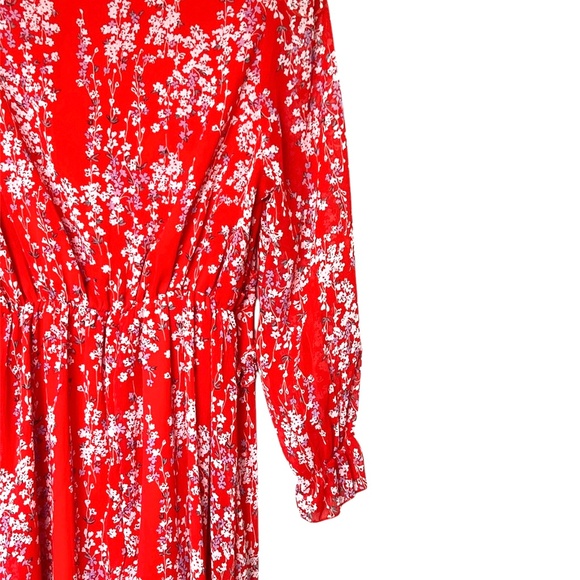 Mopoogoss Women's  Print V Neck Long Sleeve Ruffle Hem Boho Midi Dress S… - Picture 7 of 14
